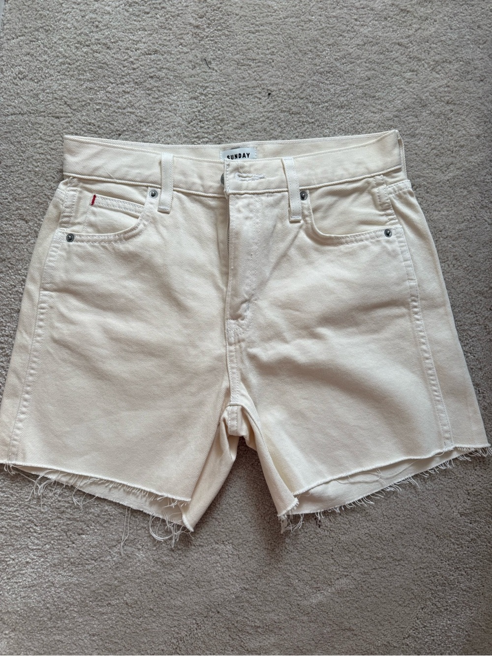 Aritzia Sunday Best Cream Denim Shorts